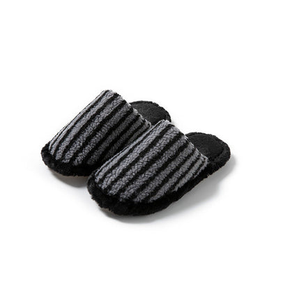Striped Color Block Plush Soft Slippers