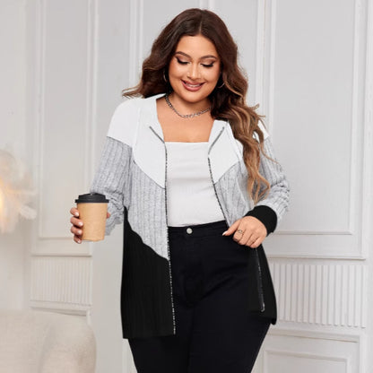 Color Block Loose Fit Cardigan Jacket for Women