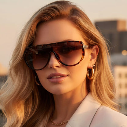 Trendy Oversized Sunglasses Stylish Oval Frame Sun Protection