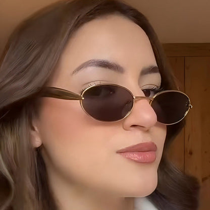 Metal Oval Sunglasses Stylish UV400 Protective Eyewear
