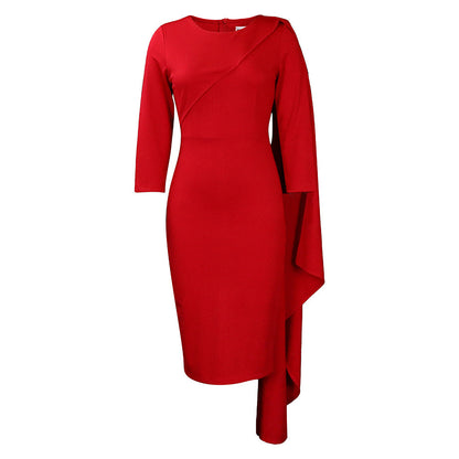 Elegant Solid Midi Pencil Dress With High Waist