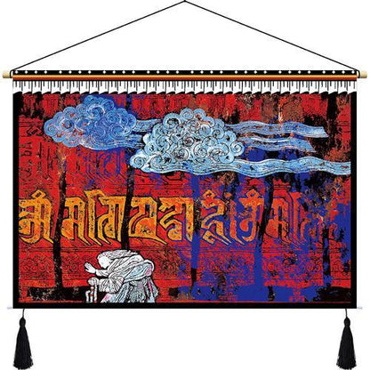 Customized Tibetan Fabric Tapestry Tibet Hanging Cloth Homestay Decoration Hotel Restaurant Living Room Bedroom Bedside Cloth Painting Tapestry