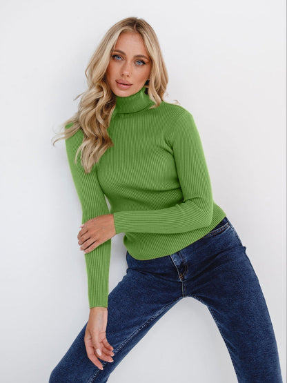 High Neck Knit Sweater Casual Pullover for Women