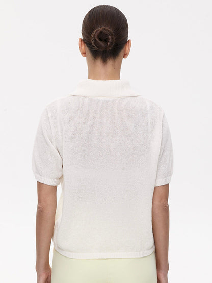 Simple Puff Sleeve Pullover Solid Knit Top