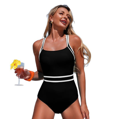 Women'S Solid One-Piece Swimsuit Athletic Swimwear