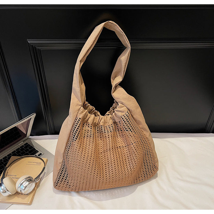 Hollow Nylon Tote Bag Stylish Casual Large Capacity Shoulder Bag