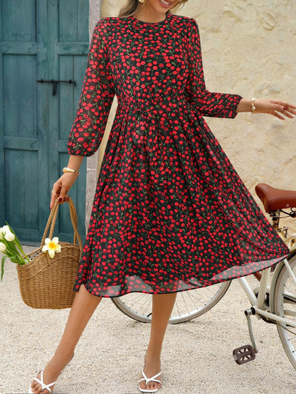 Floral Print Tie Waist Maxi Dress for Women