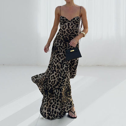 Elegant Leopard Print Maxi Dress for Casual Wear