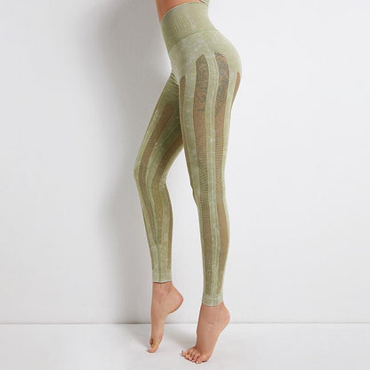 Sports Yoga Clothes Tights Women'S Seamless Mesh Openwork Quick-Drying Yoga Pants Running Fitness Pants