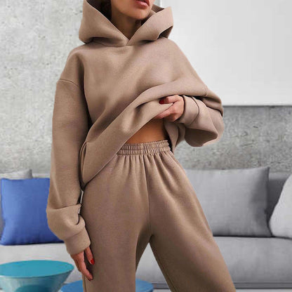 Hooded Sweatshirt And Long Pants Set Casual All-Season Outfit