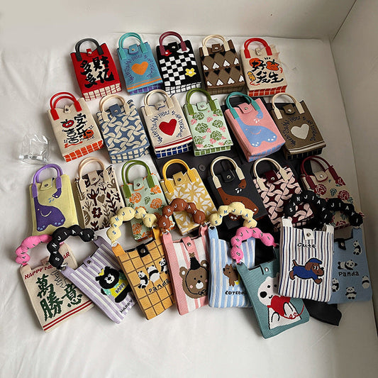 Fashionable Simple Knit Crossbody Phone Bag