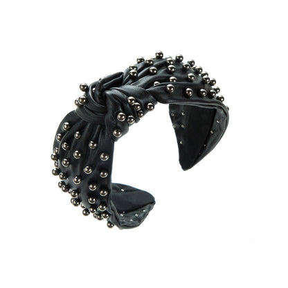 Trendy Faux Leather Pearl Headband for Women
