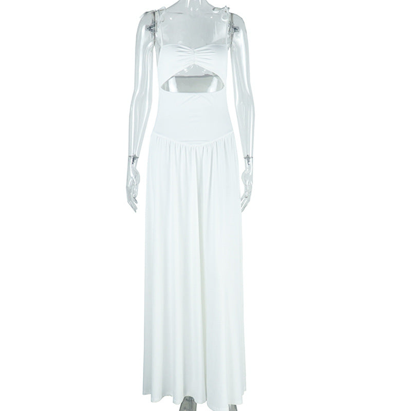 Fashion Solid Color Maxi Dress Sleeveless A-Line Dress