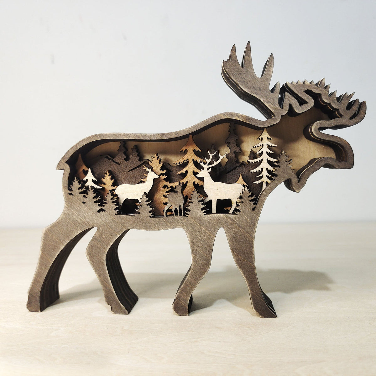 Christmas Wooden Crafts Creative North American Forest Animals Home Decoration Elk Brown Bear Ornaments