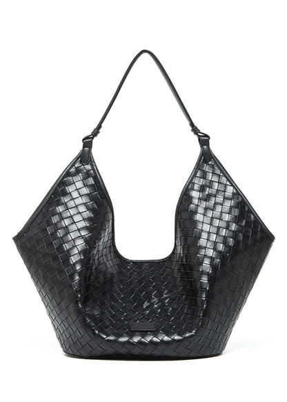 Woven Leather Shoulder Hobo Bag Soft Cowhide