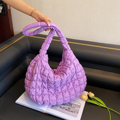 Solid Color Cloud Bag Puffer Shoulder Tote Bag