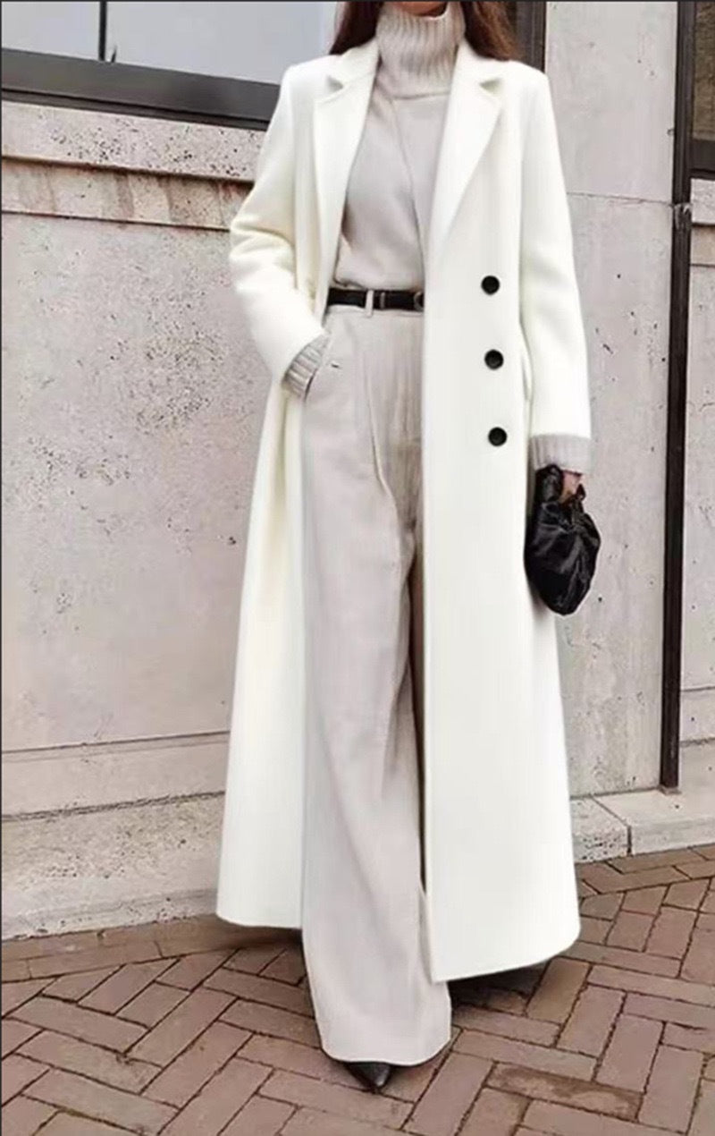Elegant Casual Long Woolen Coat For Women
