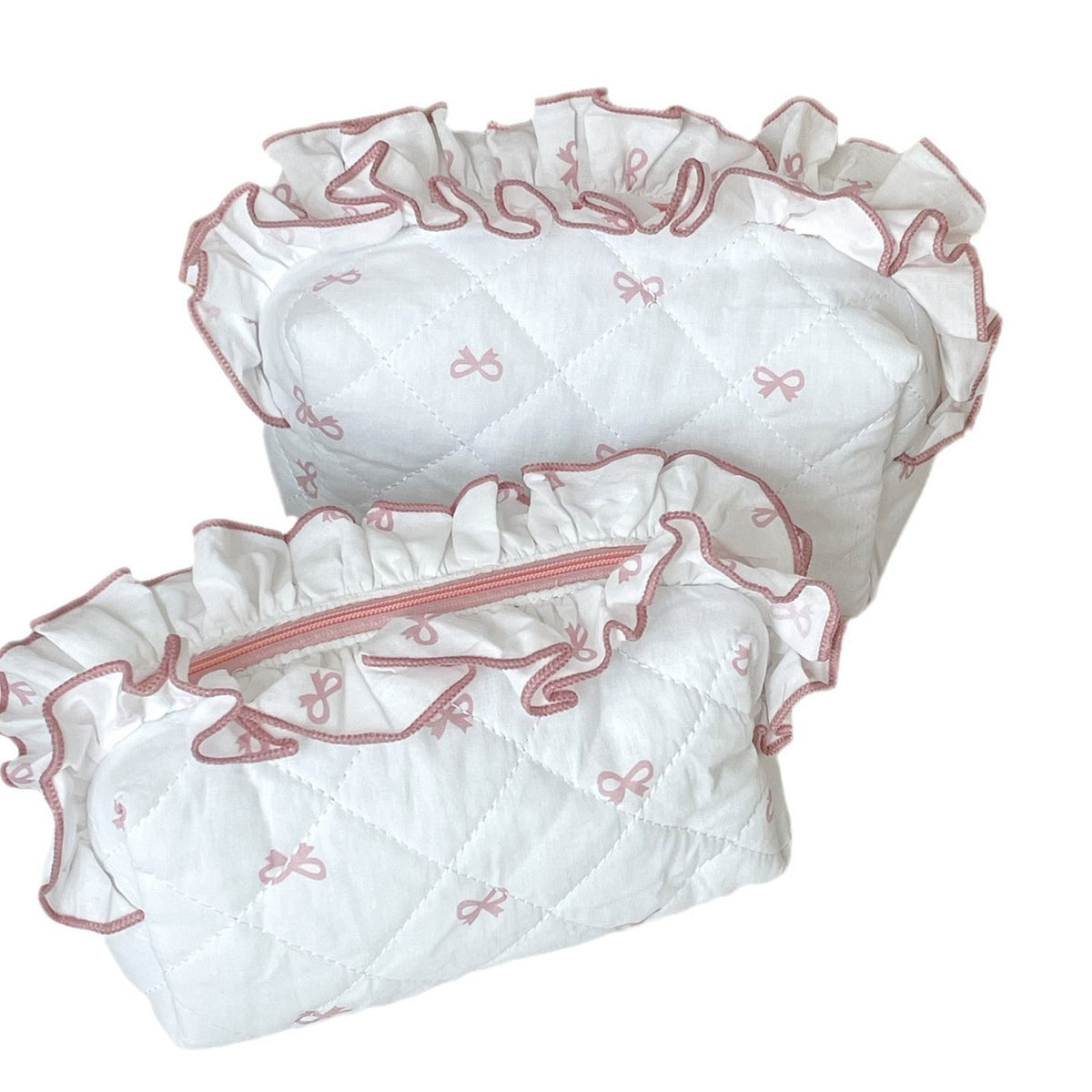 Butterfly Bow Makeup Bag Cute Portable Ruffled Clutch