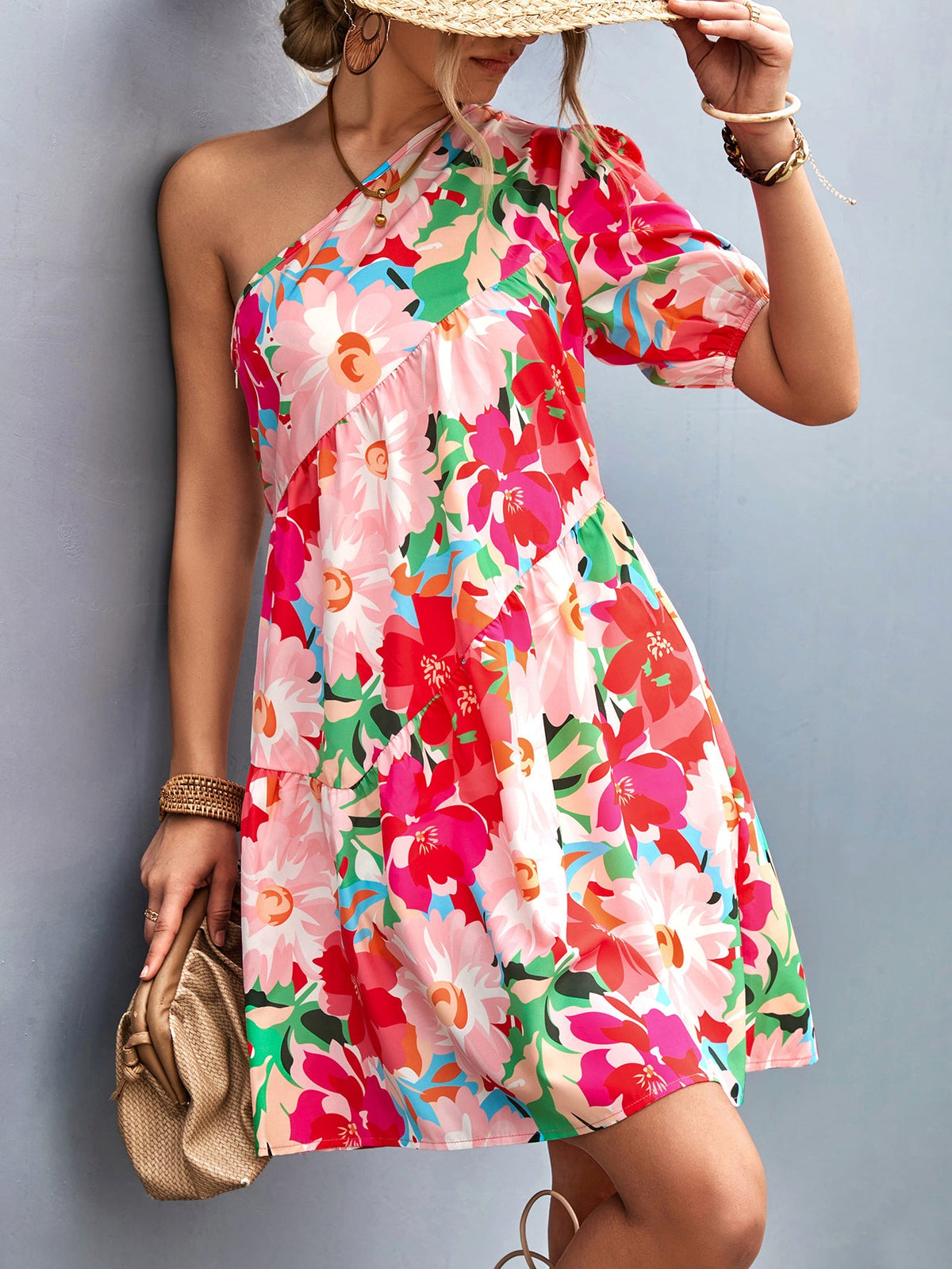 Fashion Summer Dress Women'S Slanted Shoulder Doll Dress