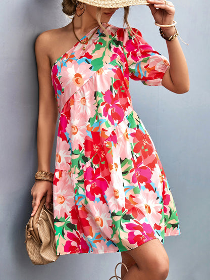 Fashion Summer Dress Women'S Slanted Shoulder Doll Dress