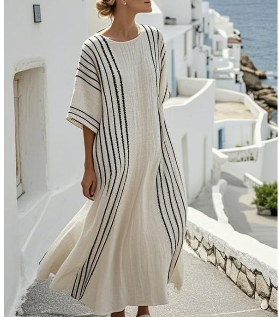 Summer Elegant Large Size Printing Long Pendulum Dress
