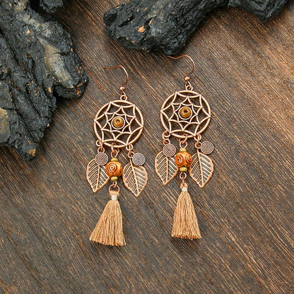 Trendy Bohemian Tassel Earrings Set in Brown