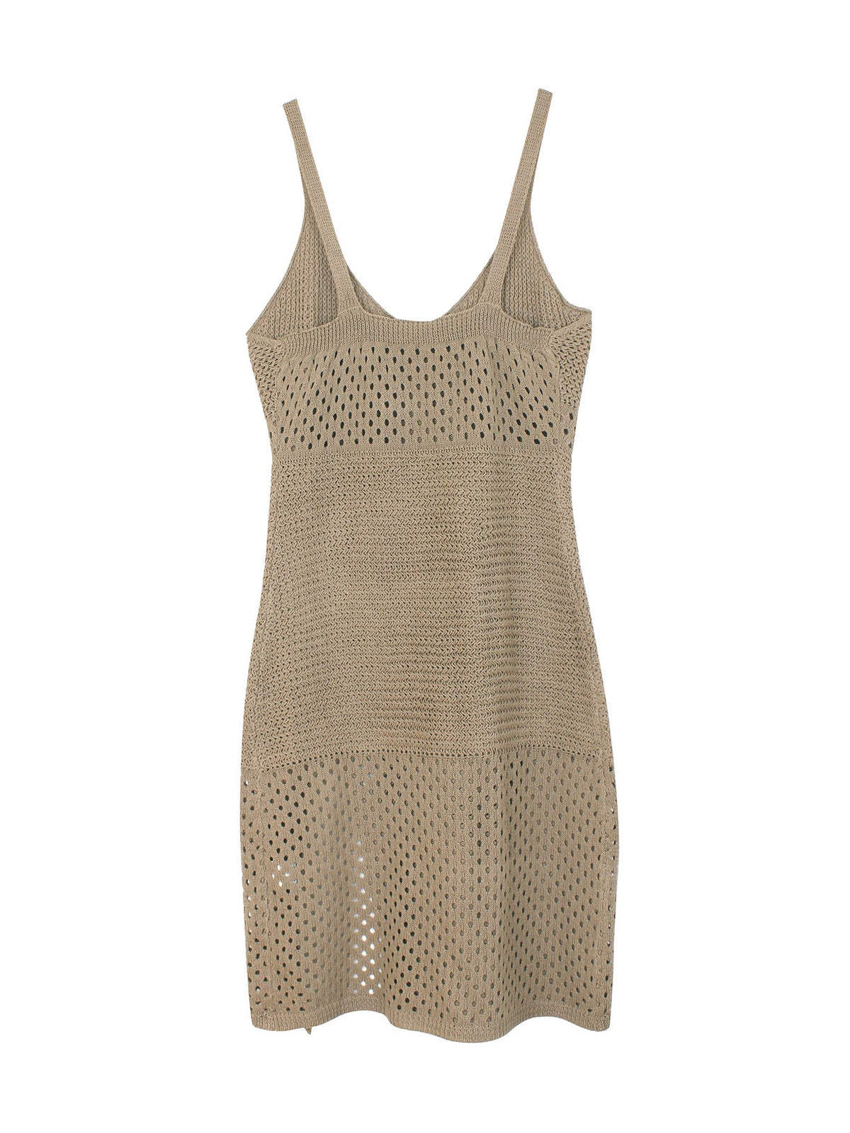 Solid Color Hollow Out Knitted Midi Dress