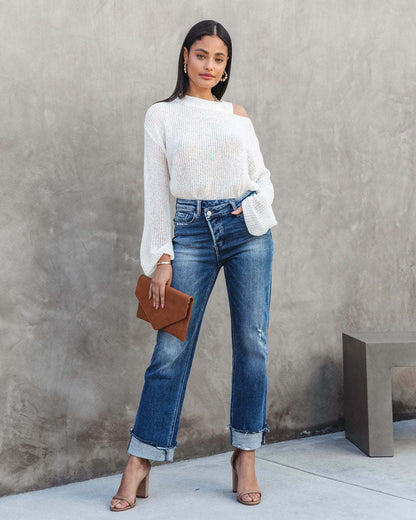 Washed Denim Pant Straight Leg Jeans