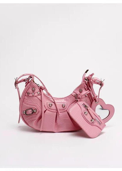 Croc Embossed PU Leather Crescent Bag