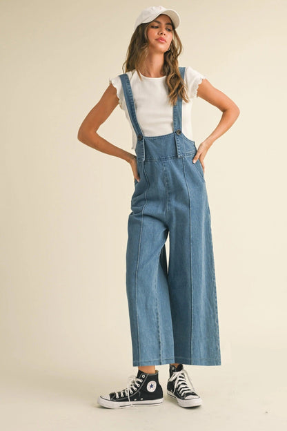Vintage Style Loose-Fit Denim Overalls for Women