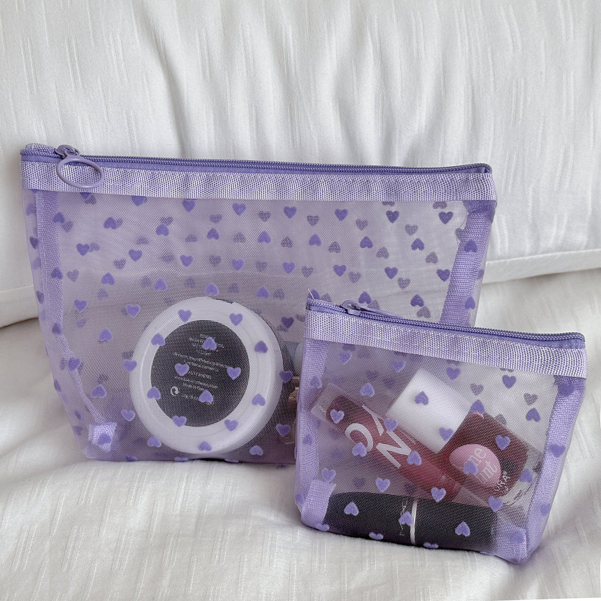 Heart-Shaped Velvet Cosmetic Bag Multifunctional Portable Organizer
