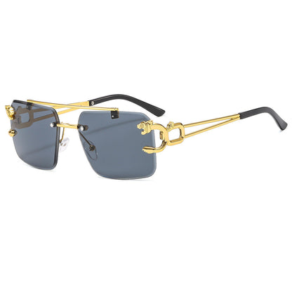 Fashionable Metal Double Beam Leopard Sunglasses UV400 Protection