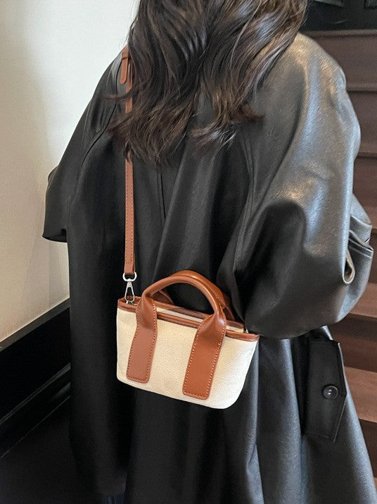 Trendy Color Block Canvas Tote Bags for Casual Commuting