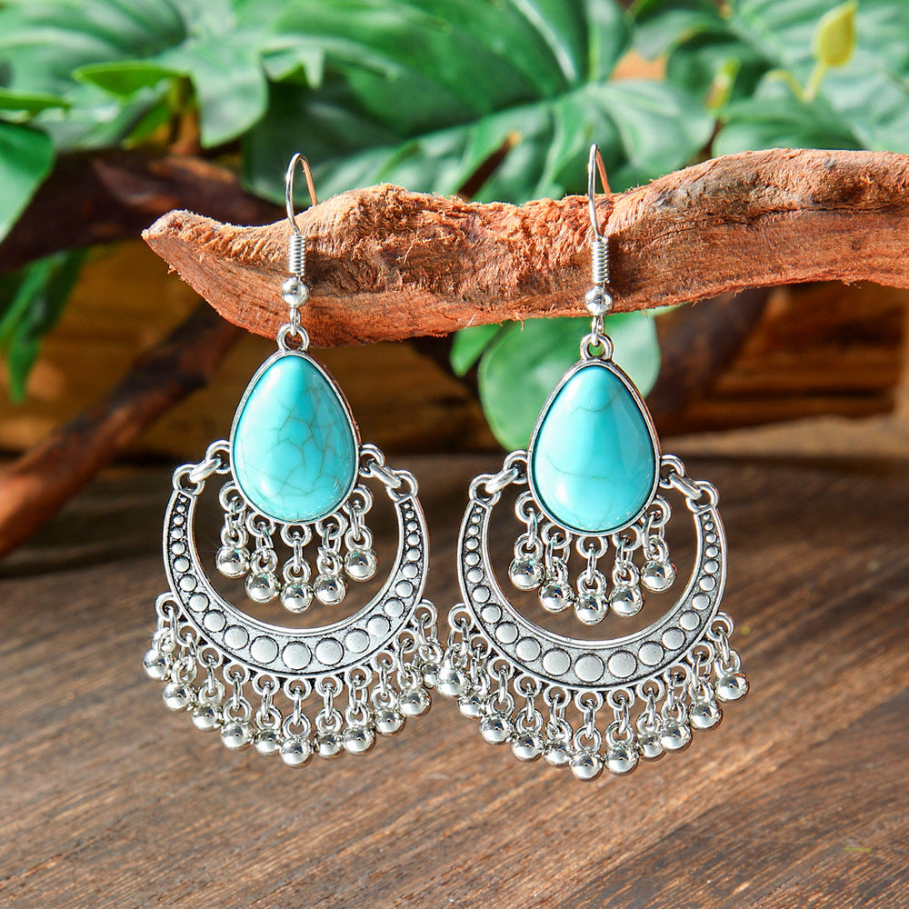 Bohemian Turquoise Earrings Vintage Style