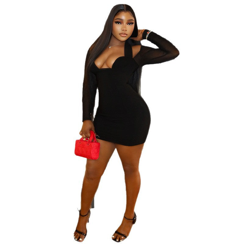 Bodycon Mesh Long Sleeve Dress For Women