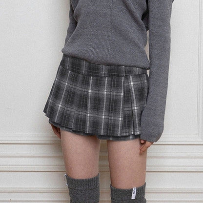 Plaid Pleated Low Rise Mini Skirt