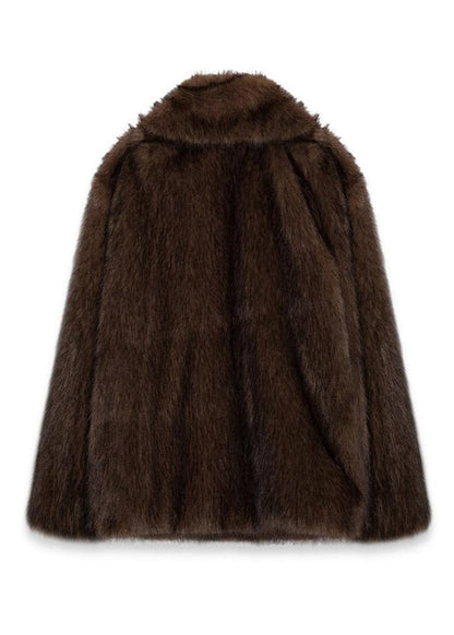Faux Fur Jacket Dark Brown Ultra Soft Texture