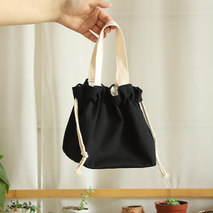 Plain Minimalist Japanese Bento Bag Canvas Drawstring Tote