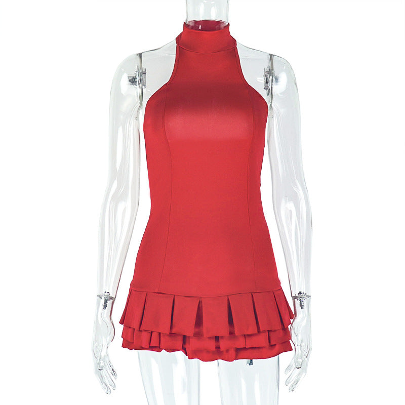 Trendy Solid Color Sleeveless Cake Dress For Women