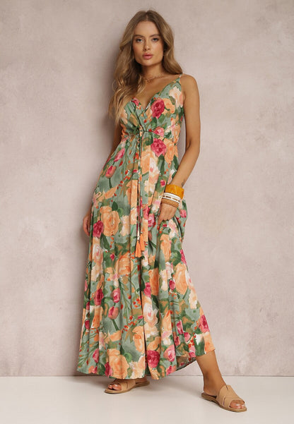 Spring/Summer New Fashion Print Sexy Dress With Deep V-Shaped Sleeveless Backless Long Dress