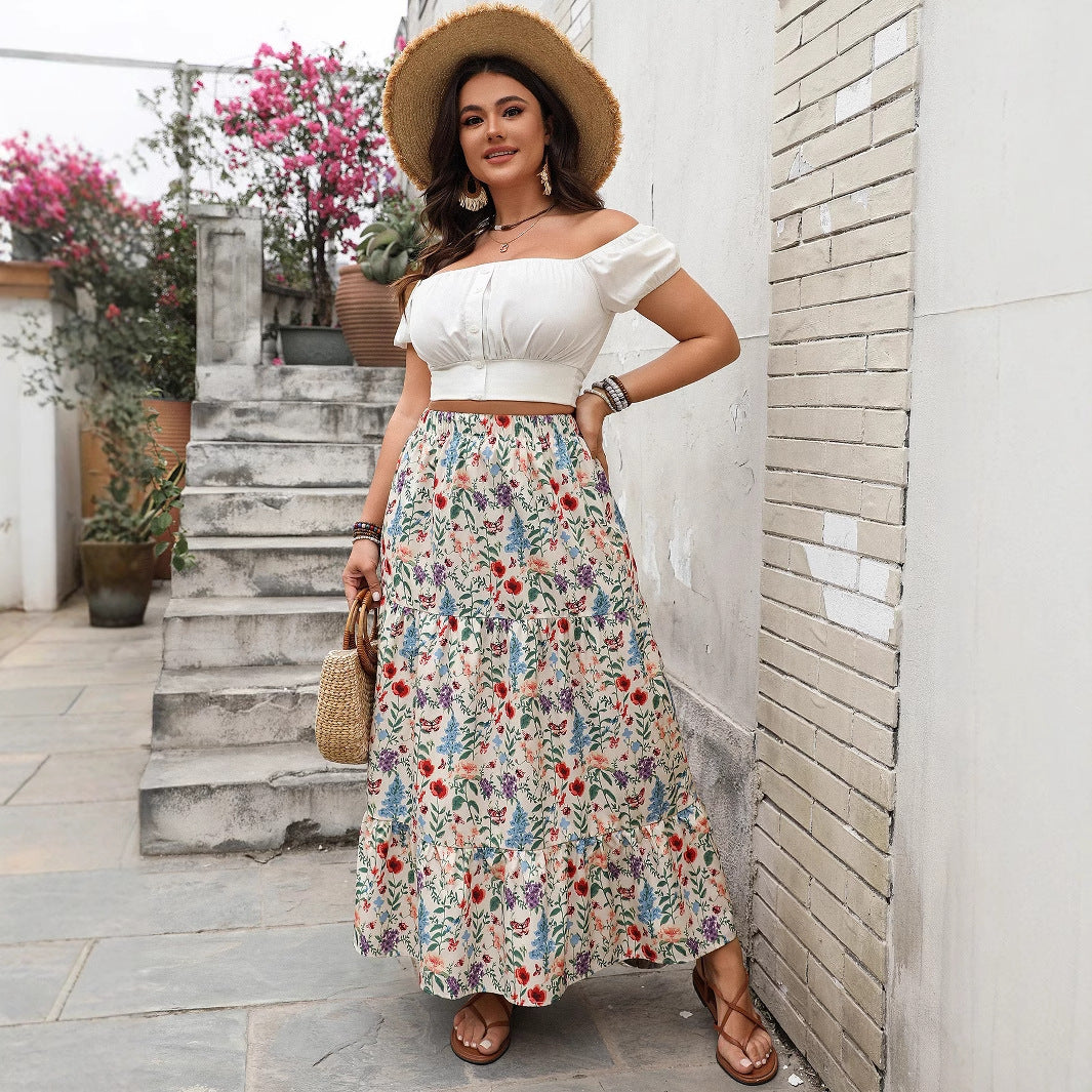 Floral Print Maxi Skirt Casual Summer Dress