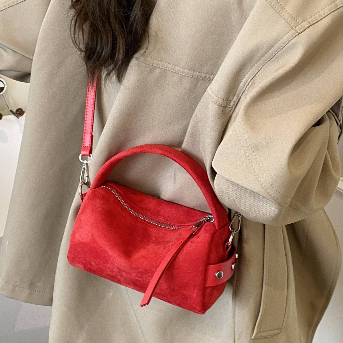 Retro Suede Handheld Pillow Bag Casual Shoulder Bag