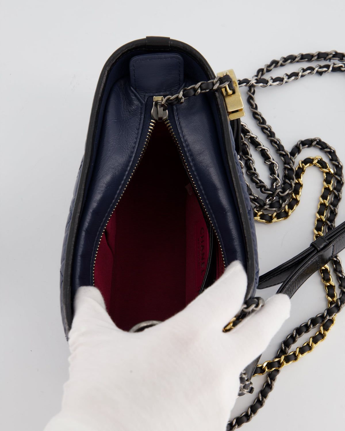 *FIRE PRICE* Chanel Blue & Black Small Gabrielle Bag in Lambskin Leather with Mixed Hardware