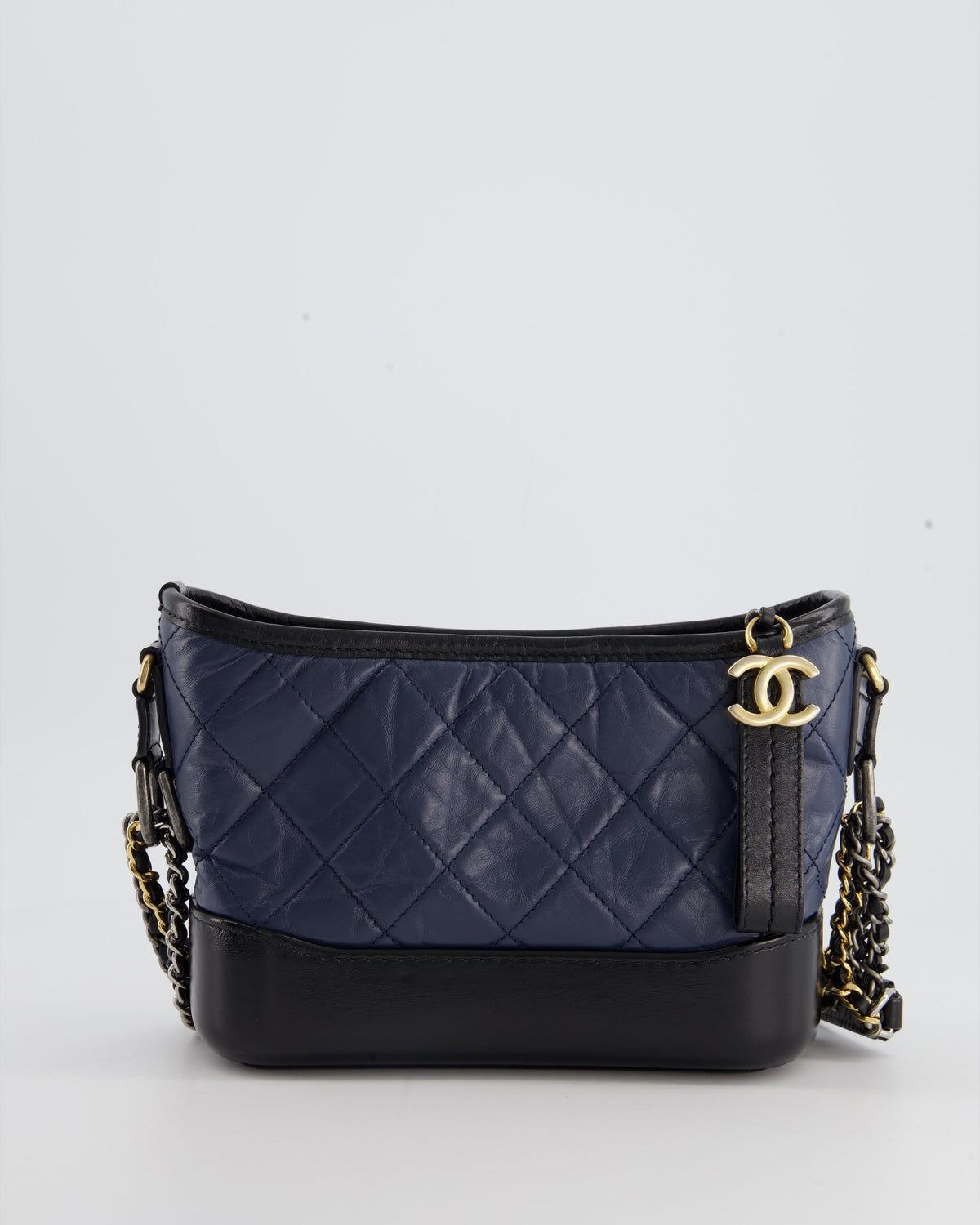 *FIRE PRICE* Chanel Blue & Black Small Gabrielle Bag in Lambskin Leather with Mixed Hardware