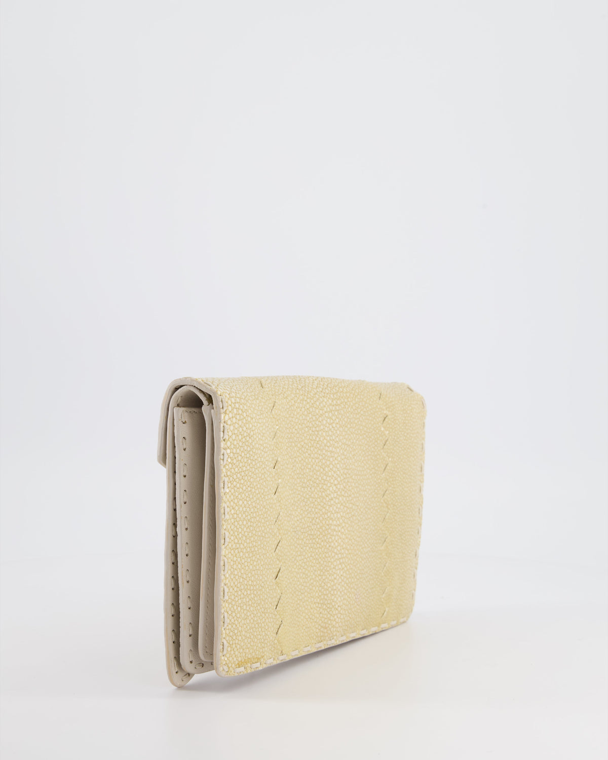 Bottega Veneta Beige Stingray Envelope Double Flap Clutch Bag