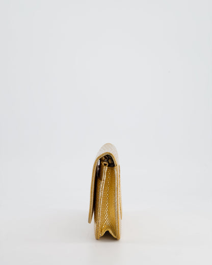Chanel Metallic Gold Ombre Lizard Wallet on Chain Bag with Gun Metal Hardware