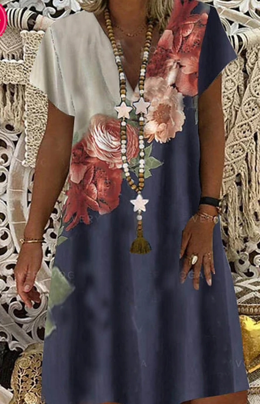 Women Short Sleeves Floral Summer Casual Daily Mini Dress