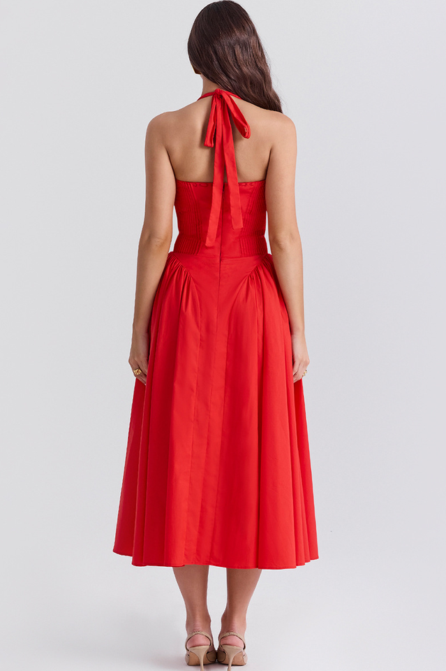 Adabella Cotton Halter Midi Sundress