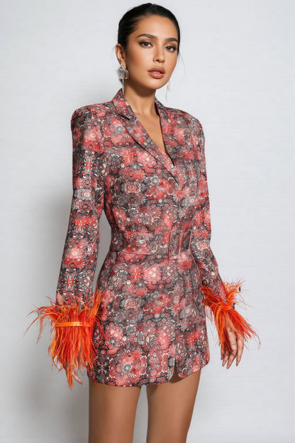Adalee Floral Feather Mini Dress
