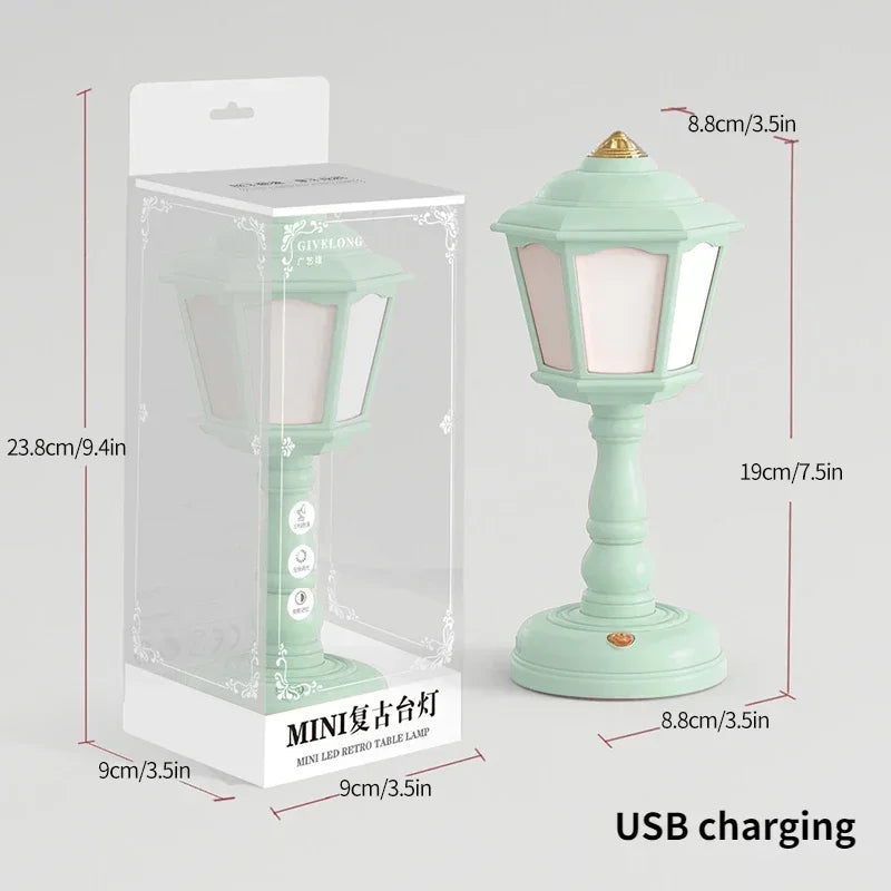 Retro Led Desk Lamp Table Night Light Mini Street Lamp Design Night Lights Desk Accessories Kawaii Room Decor Home Decor Items